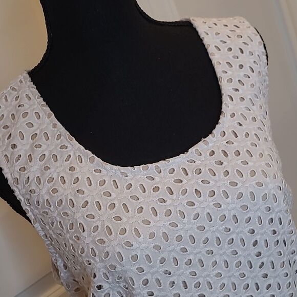 Just fabric sz 1X white eyelet dress with swing skirt, lined - Picture 2 of 13